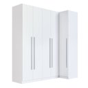 Ver imagem 2 de Guarda Roupa Modulado 100% MDF 2 Peças com Canto Reto 5 Portas Integrato Branco