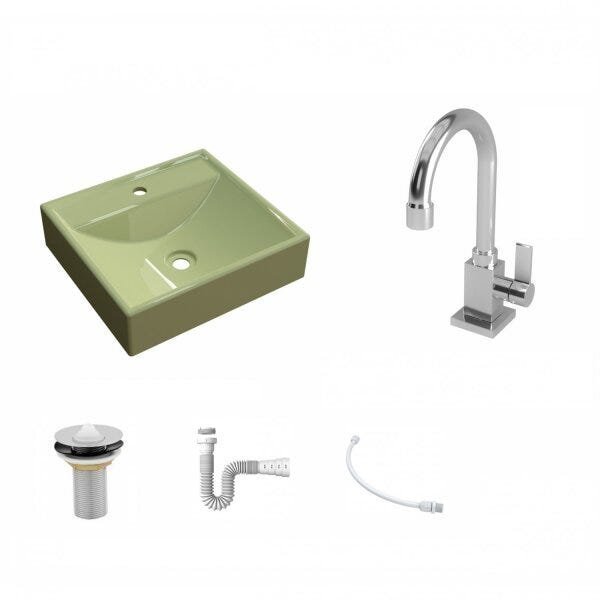 Kit Cuba Q39 com Torneira Luxo 1195 Metal 1 Pol. e Sifão PVC e Flexivel - 2