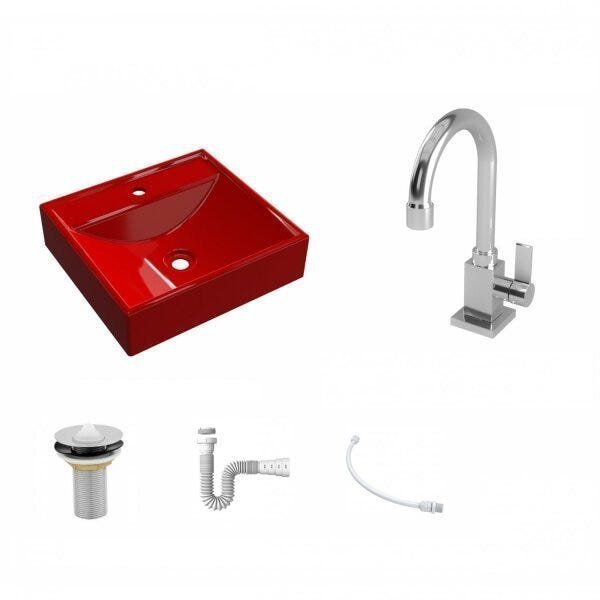 Kit Cuba Q39 com Torneira Luxo 1195 Metal 1 Pol. e Sifão PVC e Flexivel - 2