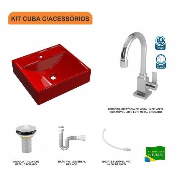 Kit Cuba Q39 com Torneira Luxo 1195 Metal 1 Pol. e Sifão PVC e Flexivel - 3