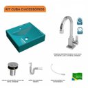Ver imagem 3 de Kit Cuba Q39 com Torneira Luxo 1195 Metal e Válvula Click 1"b Pol. e Sifão Pvc e Flexível Compace