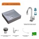 Ver imagem 3 de Kit Cuba Q39 com Torneira Luxo 1195 Metal e Válvula Click 1"b Pol. e Sifão Pvc e Flexível Compace
