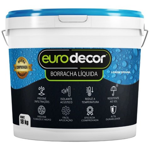 Borracha Líquida Impermeabilizante com 18 Kilos Aluminium - 03.01.01.0051 - Eurodecor Borracha Líqui