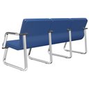 Ver imagem 5 de Cadeira Longarina 3 Lugares Recepção com Braço Pés Cromado Lev P03 Vinil Azul - Lyam Decor