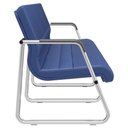 Ver imagem 2 de Cadeira Longarina 3 Lugares Recepção com Braço Pés Cromado Lev P03 Vinil Azul - Lyam Decor