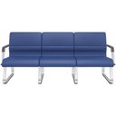 Ver imagem 1 de Cadeira Longarina 3 Lugares Recepção com Braço Pés Cromado Lev P03 Vinil Azul - Lyam Decor