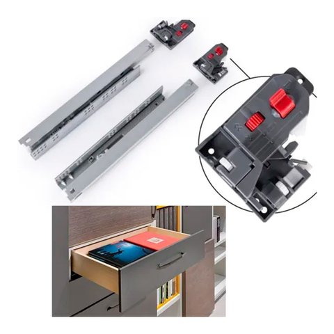 Corrediça Oculta Extração Total AROS 450 Mm Com amortecimento e Garra 3D