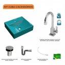Ver imagem 3 de Kit Cuba Q39 com Torneira Luxo 1195 Metal Válvula Click 1"b Pol. e Sifão Cromado e Flexível Compace