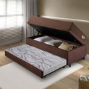 Ver imagem 3 de Bicama Box Baú Viúva com Suede Marrom 120x203 com Colchão Relax Adorabile Molas Ensacadas Ecoflex