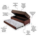 Ver imagem 5 de Bicama Box Baú Viúva com Suede Marrom 120x203 com Colchão Relax Adorabile Molas Ensacadas Ecoflex