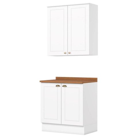Armario Aereo e Balcao 80cm Americana Branco Nature Henn