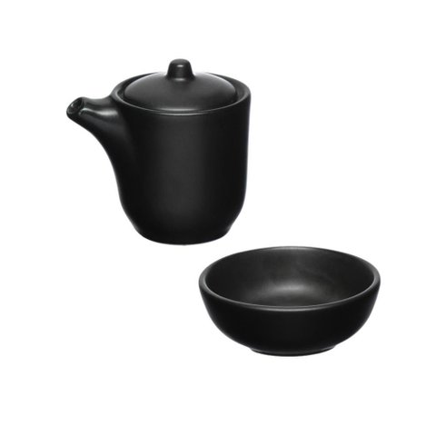 Conjunto Shoyu em Porcelana Manhattan Preto com 2 Peças Haüskraft
