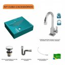 Ver imagem 3 de Kit Cuba Q39 com Torneira Luxo 1195 Metal Válvula Click 1"b Pol. e Sifão Cromado e Flexível Compace