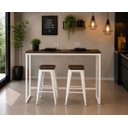 Ver imagem 2 de Mesa Jantar Aparador Bancada Alta Industrial 190x80cm Tampo Marrom Pés Branco
