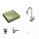 Ver imagem 2 de Kit Cuba Q39 com Torneira Luxo 1195 Metal Válvula Click 1"b Pol. e Sifão Cromado e Flexível Compace