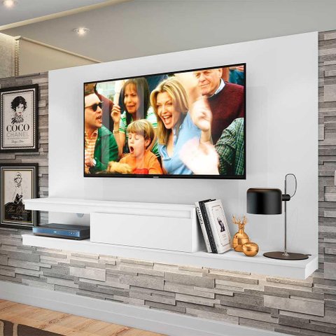 Painel Home de Tv com Gaveta 3 Prateleiras 134,4cm Branco