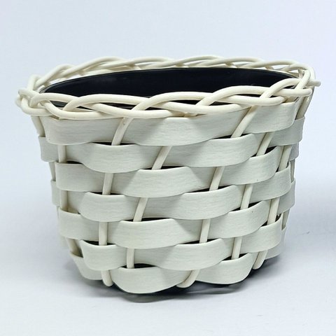 Vaso Trançado Cachepot em Vime - Médio - Branco