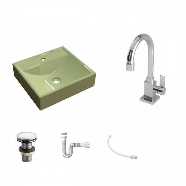 Kit Cuba Q39 com Torneira Luxo 1195 Metal e Válvula Click 1 1/2 e Sifão PVC e Flexível Compace - 2