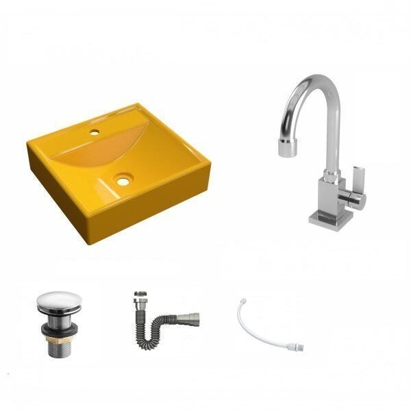 Kit Cuba Q39 com Torneira Luxo 1195 Metal e Válvula Click 1 1/2 e Sifão Cromado e Flexível Compace - 2