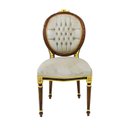 Ver imagem 2 de Cadeiras Classico Medalhão Madeira Marrom Tecido Creme Entalhes Luxo