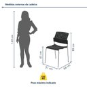 Ver imagem 3 de Kit 6 Cadeiras Escritório Fixa Empilhável Hotel Auditório Movie Preto/Cromado