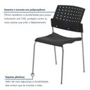Ver imagem 5 de Kit 6 Cadeiras Escritório Fixa Empilhável Hotel Auditório Movie Preto/Cromado