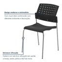 Ver imagem 4 de Kit 6 Cadeiras Escritório Fixa Empilhável Hotel Auditório Movie Preto/Cromado