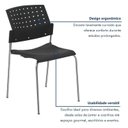Ver imagem 7 de Kit 6 Cadeiras Escritório Fixa Empilhável Hotel Auditório Movie Preto/Cromado