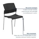 Ver imagem 6 de Kit 6 Cadeiras Escritório Fixa Empilhável Hotel Auditório Movie Preto/Cromado