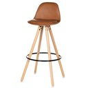Ver imagem 2 de Kit 2 Banquetas Anm2810b Luisa Anima Office Polipropileno Almofada Pu Caramelo Base Fixa de Madeira