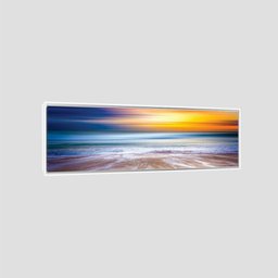 Quadro Panorâmico Mar E Sol Moldura Branca 120X35Cm - 3