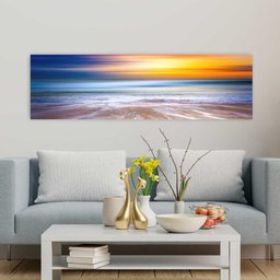 Quadro Panorâmico Mar E Sol Moldura Branca 120X35Cm - 2