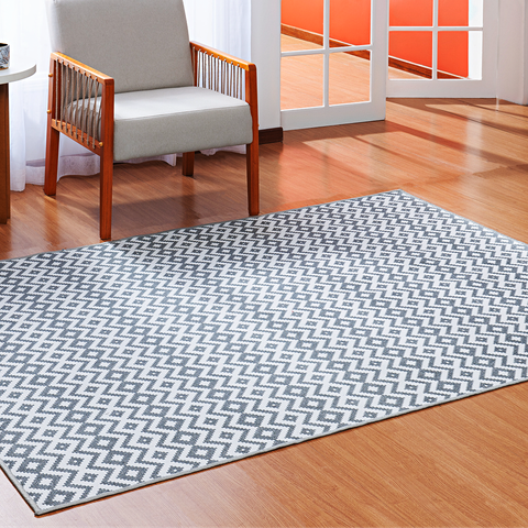 Tapete de Sala 100x150 Cm Antiderrapante Tecido Jacquard Pratik Suave Cinza