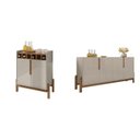 Ver imagem 2 de Buffet 1,70 + Barzinho Lizz Pés de Madeira Maciça Bege/Off White/Cedro