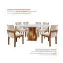 Ver imagem 6 de Conjunto Mesa de Jantar Redonda 6 Cadeiras MDF Castanho Cinamomo/Creme/Off White