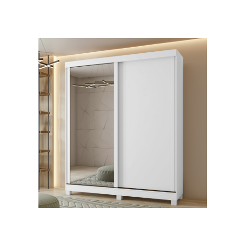Guarda Roupas com Espelho Ripado 2 Portas 3 Gavetas Branco Zeine Cod:571.075