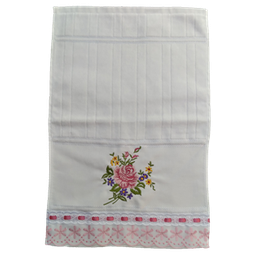 Toalha de Lavabo, de Mão, Estampa: Ramalhete de Rosa e botões. Cor: Branco Dohler Artesanalle - 2