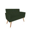 Ver imagem 1 de Namoradeira Decorativa Nina Capitonê Suede Verde 2 Lugares Pés Madeira Mz Decor