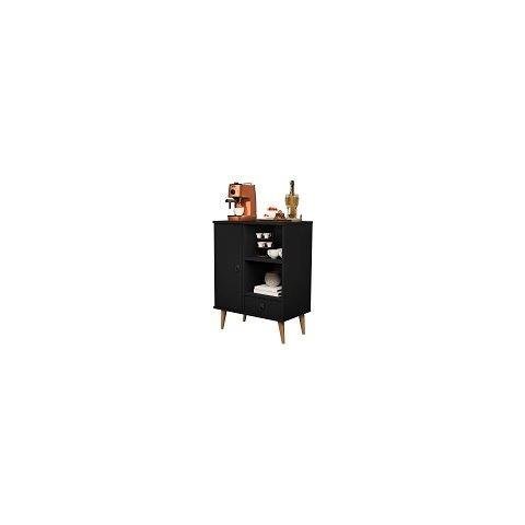 Buffet / Aparador Tp Estilo Retrô com Pés em Madeira Maciça Cor Preto Jm