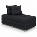 Ver imagem 2 de Puff Cama Dobravel Casal 130cm com Rodizios e Almofadas Cor: Linho Preto