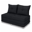 Ver imagem 3 de Puff Cama Dobravel Casal 130cm com Rodizios e Almofadas Cor: Linho Preto