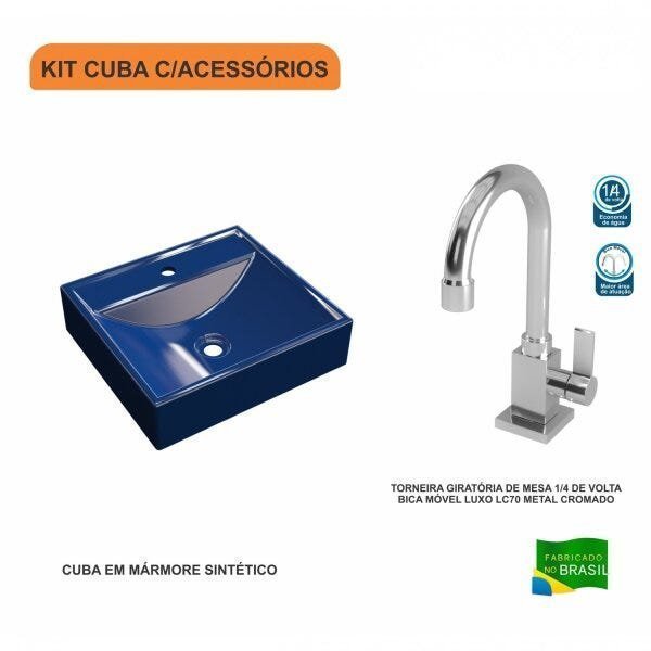 Kit Cuba Q39 com Torneira Luxo 1195 Metal 1/4 Volta Compace - 3
