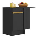 Ver imagem 1 de Balcão Cozinha de Canto com Rodapé 1 Porta Veneza Multimóveis V2120 Preto/dourado
