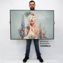 Ver imagem 2 de Quadro Decorativo em Canvas Floral Florescer TaColado Moldura Flutuante 4,5cm Freijó 120 x 80cm
