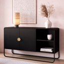 Ver imagem 1 de Buffet Aparador para Sala 135cm 2 Portas Mario Nero/preto A10 - Mpozenato