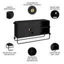 Ver imagem 3 de Buffet Aparador para Sala 135cm 2 Portas Mario Nero/preto A10 - Mpozenato