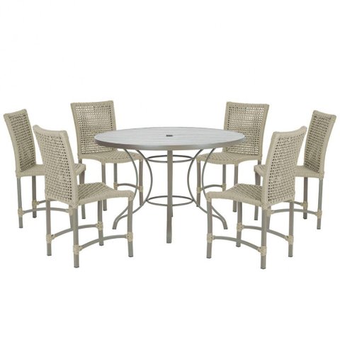 Mesa Ascoli 120 Cm com 6 Cadeiras Cannes de Alumínio Trama Rami