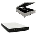Ver imagem 1 de Cama Box Baú Bipartida Blindada + Colchão Eagle Molas Bonnel 22cm | Kit Completo com Cabeceira Boton