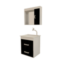 Ver imagem 1 de Kit Gabinete Granada Espelheira+balcao Suspenso+ Bancada Branco C/ebano - Gabinetto