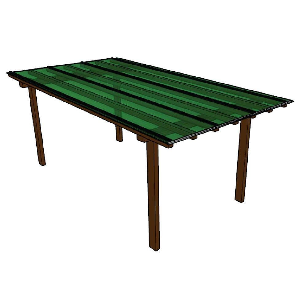 Kit Policarbonato Verde 4mm 3,00m X 6,00m - Perfis Naturais - 1